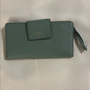 Fossil Teal Leather Wallet Preloved